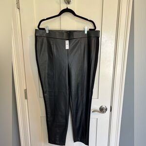 NWT Talbots Portland Pants Womens 18 Black Faux Leather Skinny High Rise Ankle